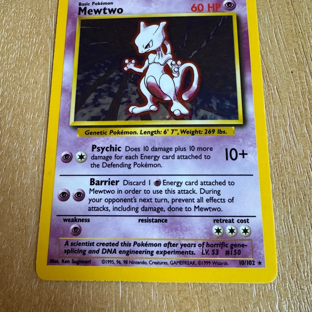 1999 Base Set Mewtwo Holo Pokemon Card - Picture 4 of 6